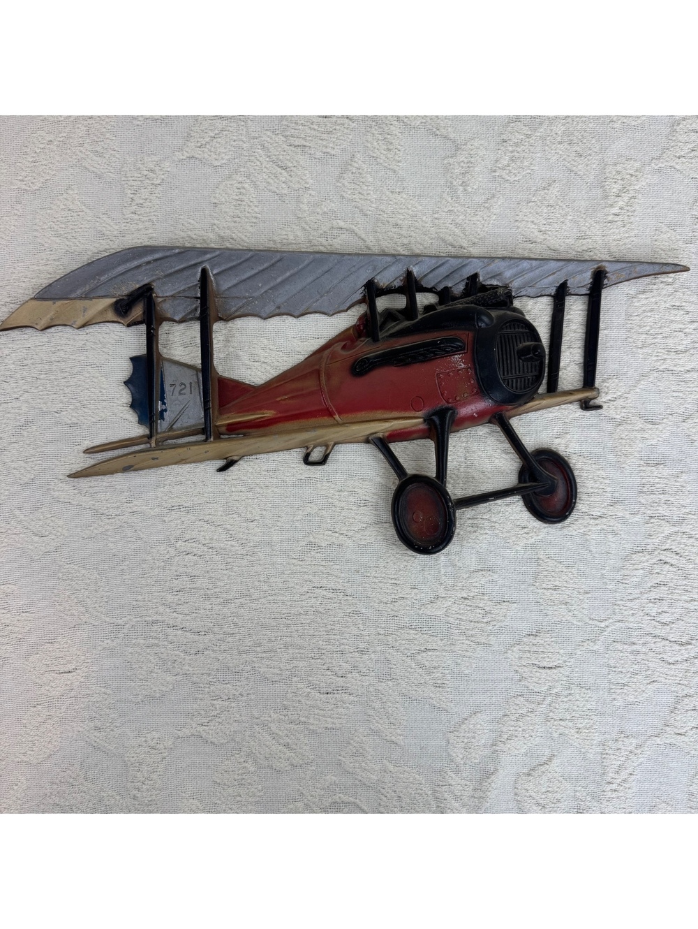Vintage Sexton USA 7122 Cast Aluminum Biplane Airplane Wall Decor